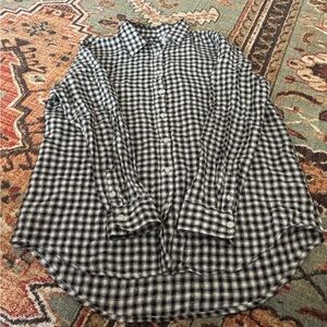 Women’s Black and White Gingham Linen Shirt